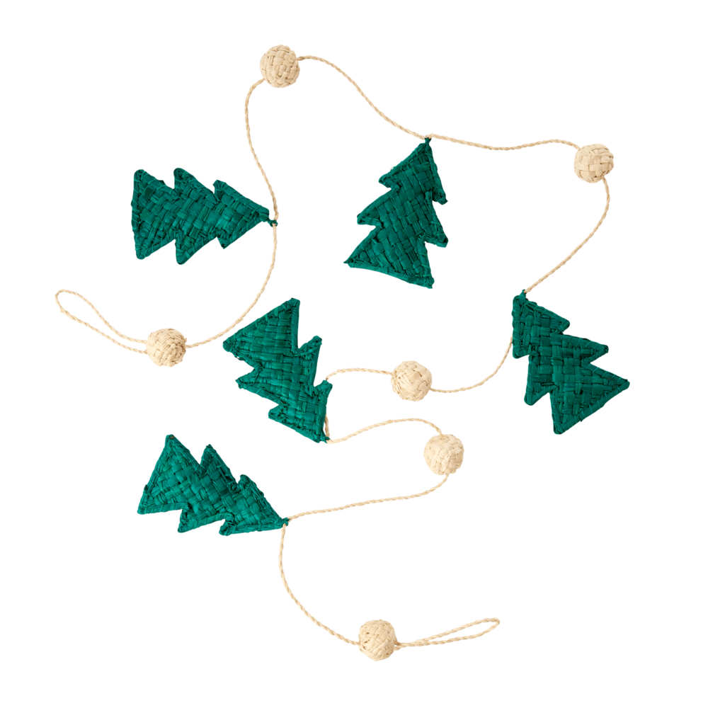 Raffia Girlande Weihnachtsbaum, natur 