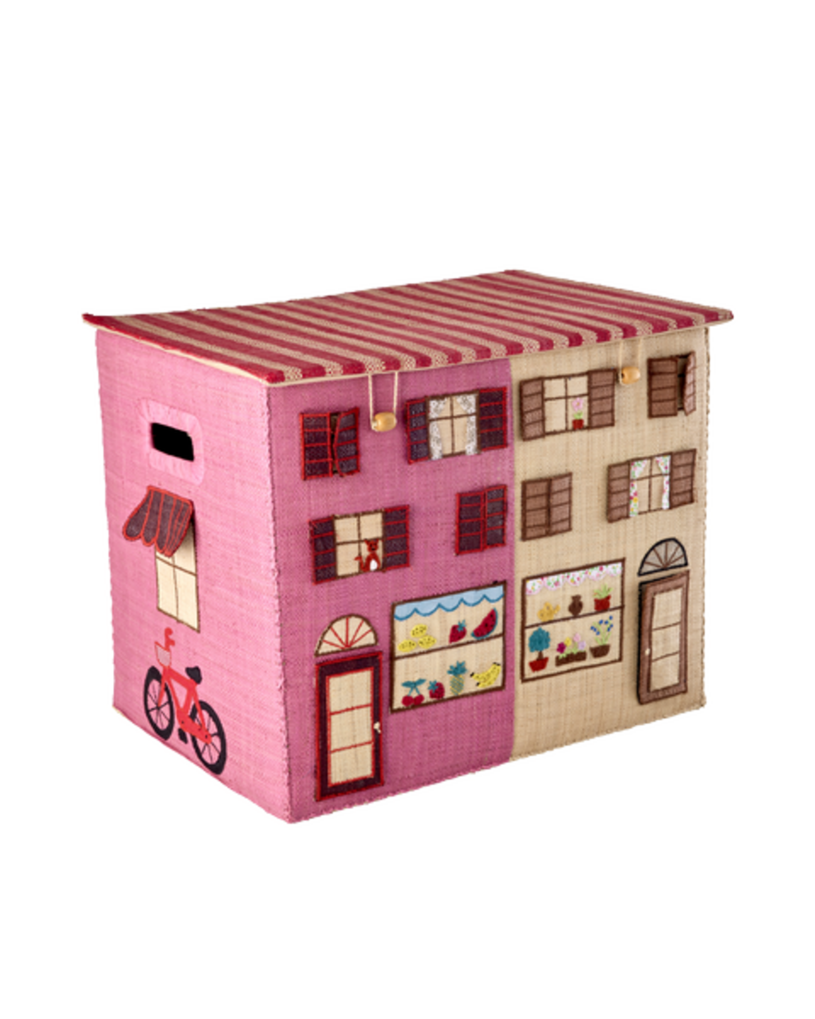 RICE Bast Kinder Spielzeug Aufbewahrungsbox Paris, faltbar, diverse L: 47 x 28 x 36 cm