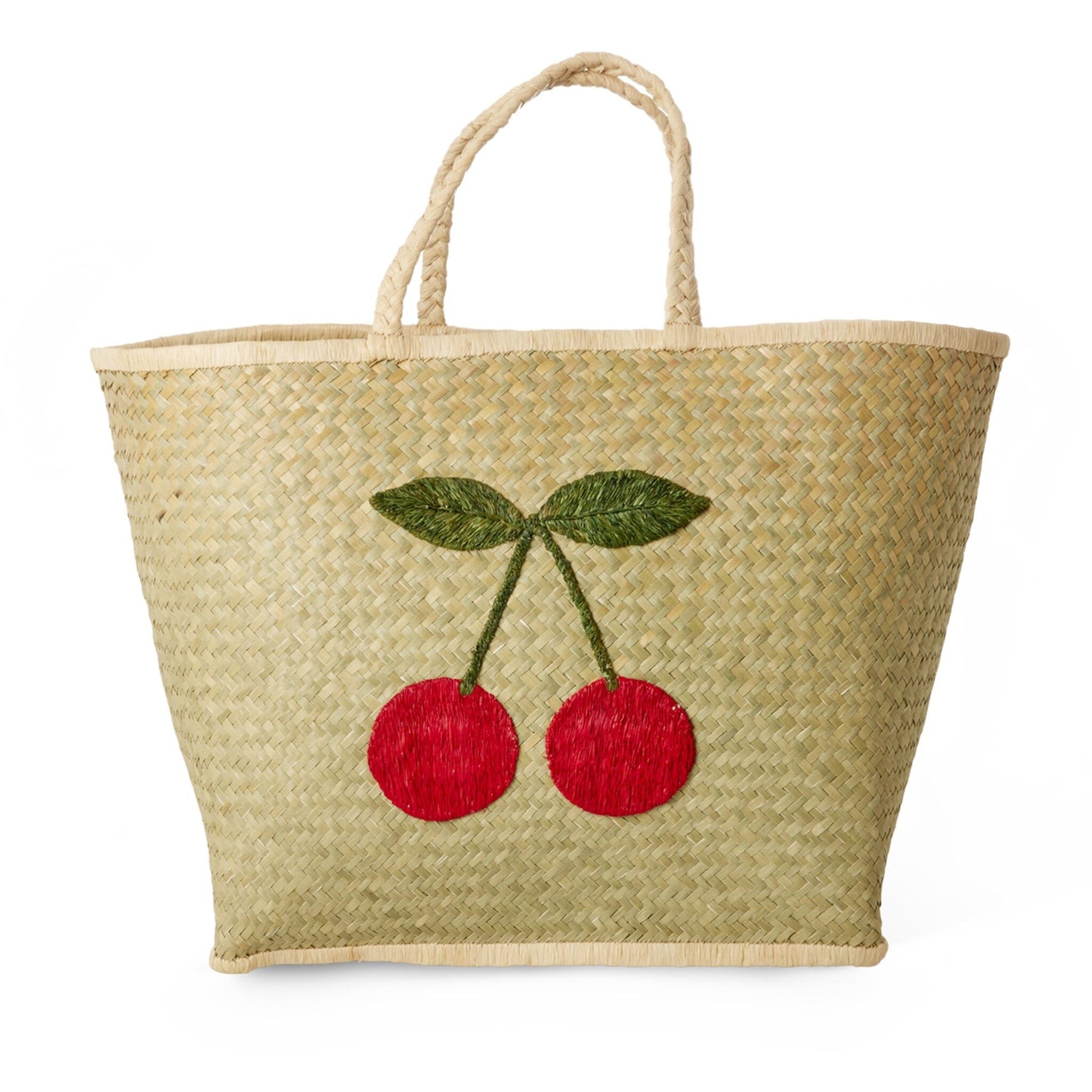 Raffia Tasche Kirsche, braun 