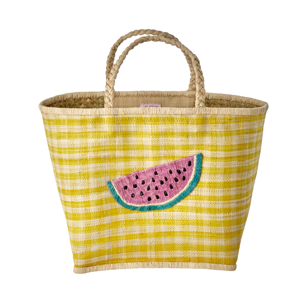 RICE Raffia Tasche Wassermelone, gelb 