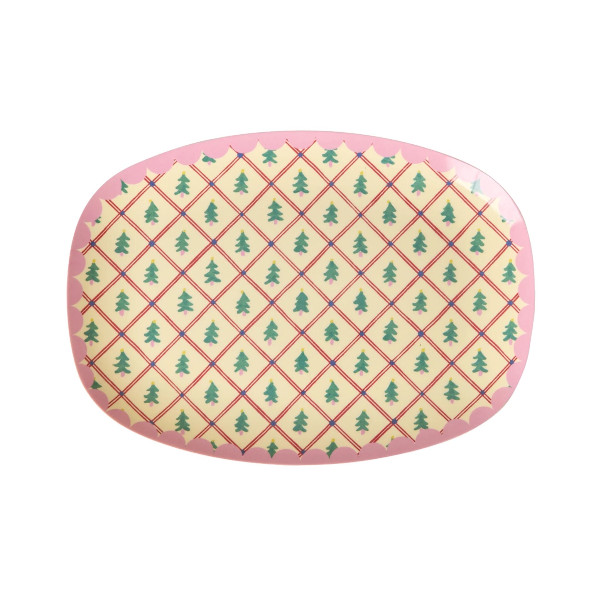 Rechteckiger Beilagenteller Diamond Christmas Tree, creme 