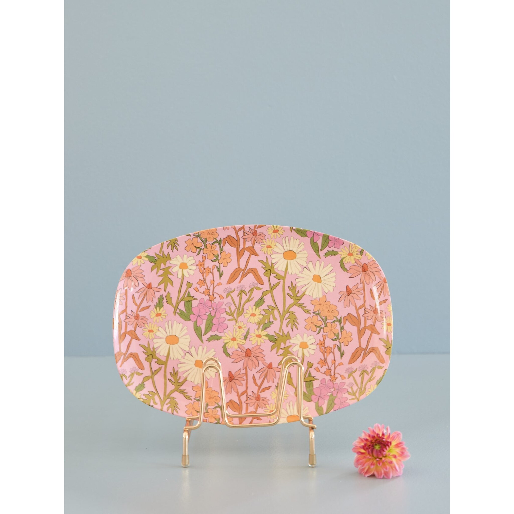 Rechteckiger Teller, Plate Daisy Dearest, rosa 