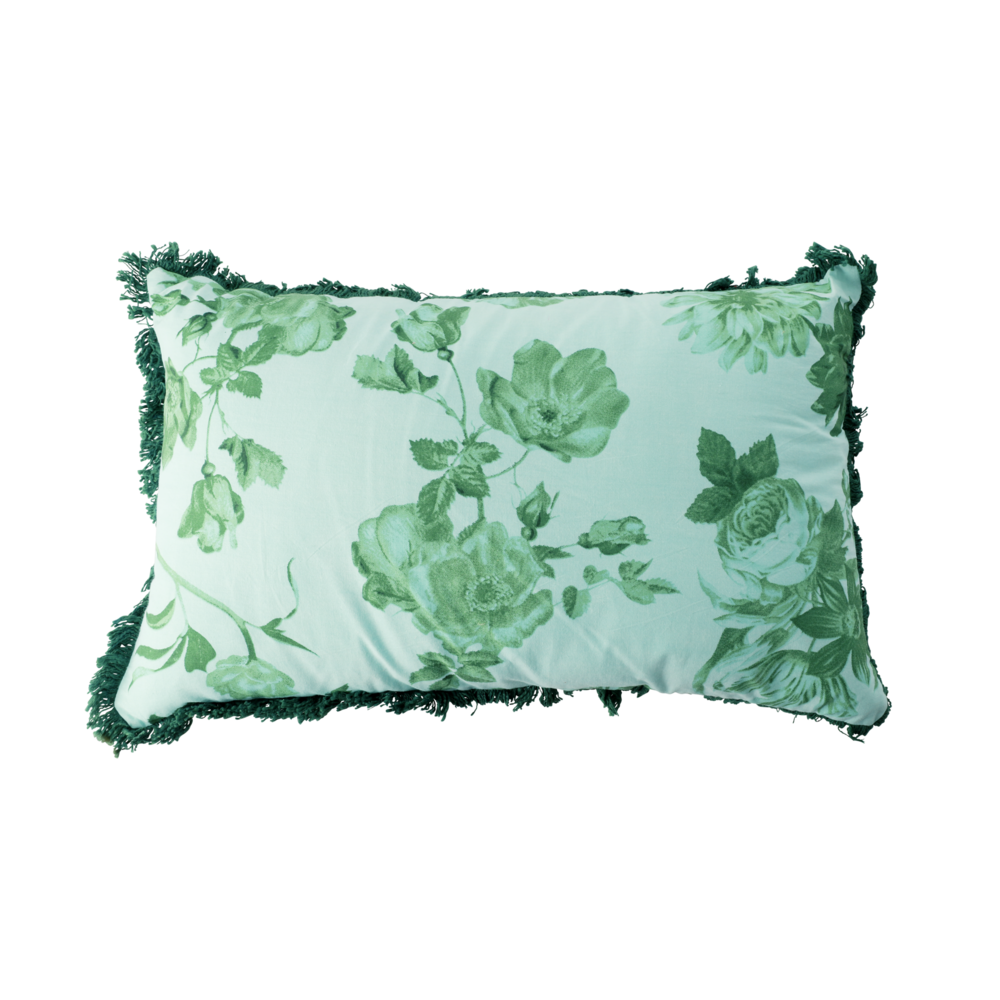 RICE rechteckiges Kissen Green Rose, grün 