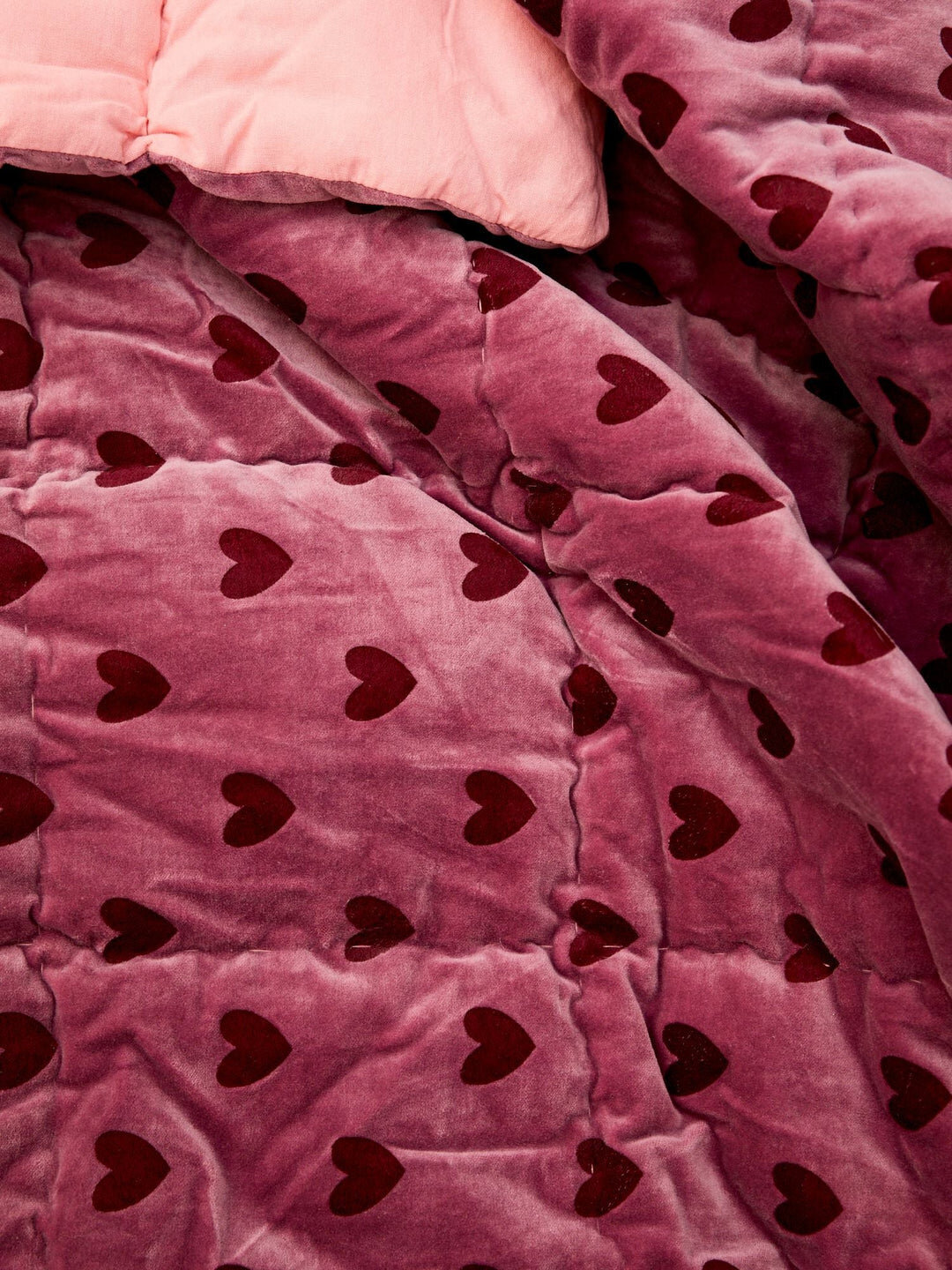Samt Quilt Purple Hearts, pink 