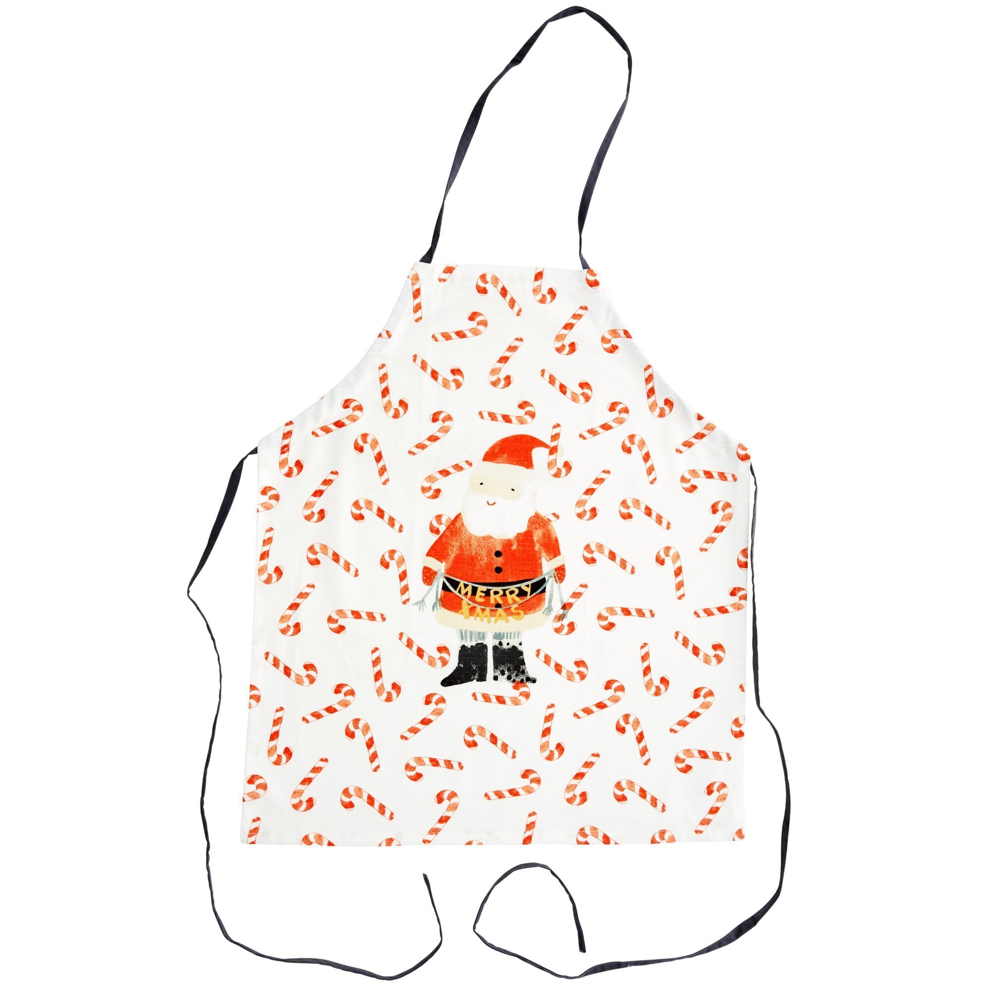 Schürze Santa and Candy Cane aus Baumwolle, weiss L62 x B46cm