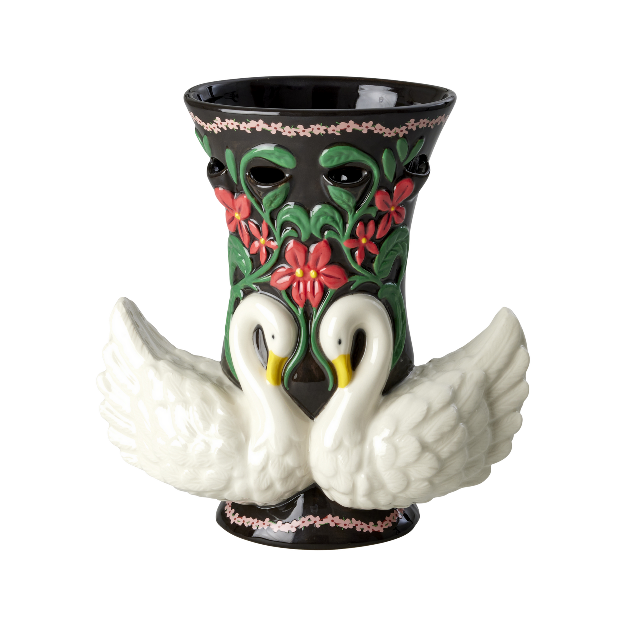 Schwan Keramik Vase, braun 