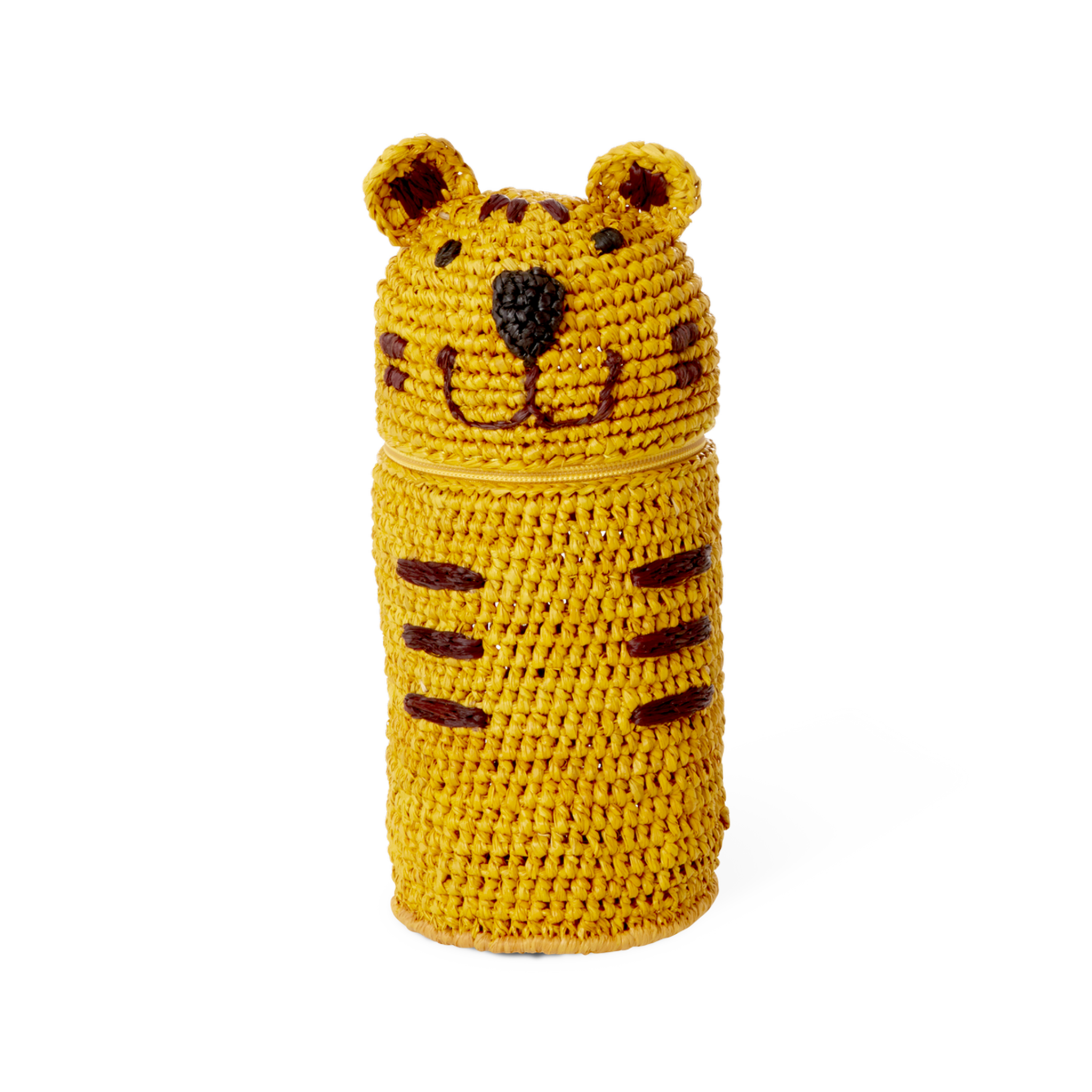 Stifttasche, Federtasche, Stifthalter Raffia, gelb Ø 7 cm, L:17 cm