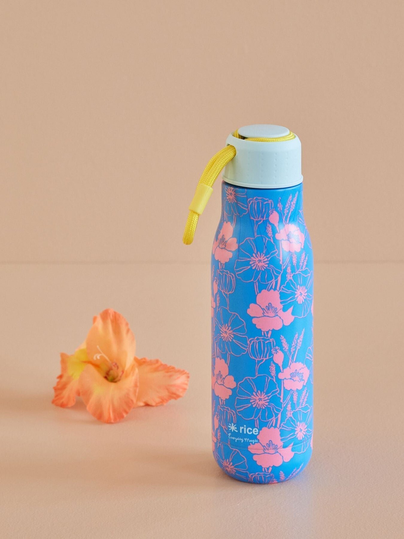Thermosflasche Poppie Love Print, blau 