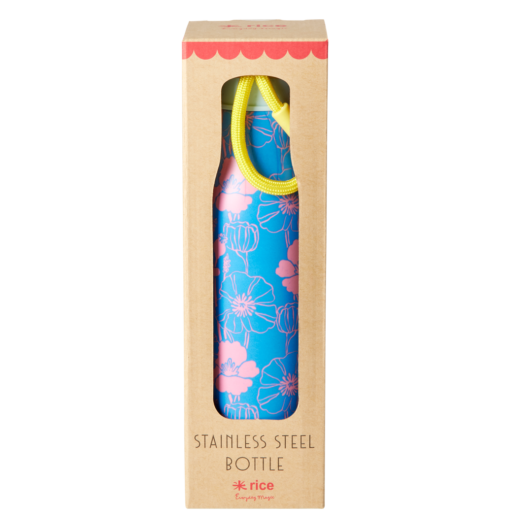 Thermosflasche Poppie Love Print, blau 