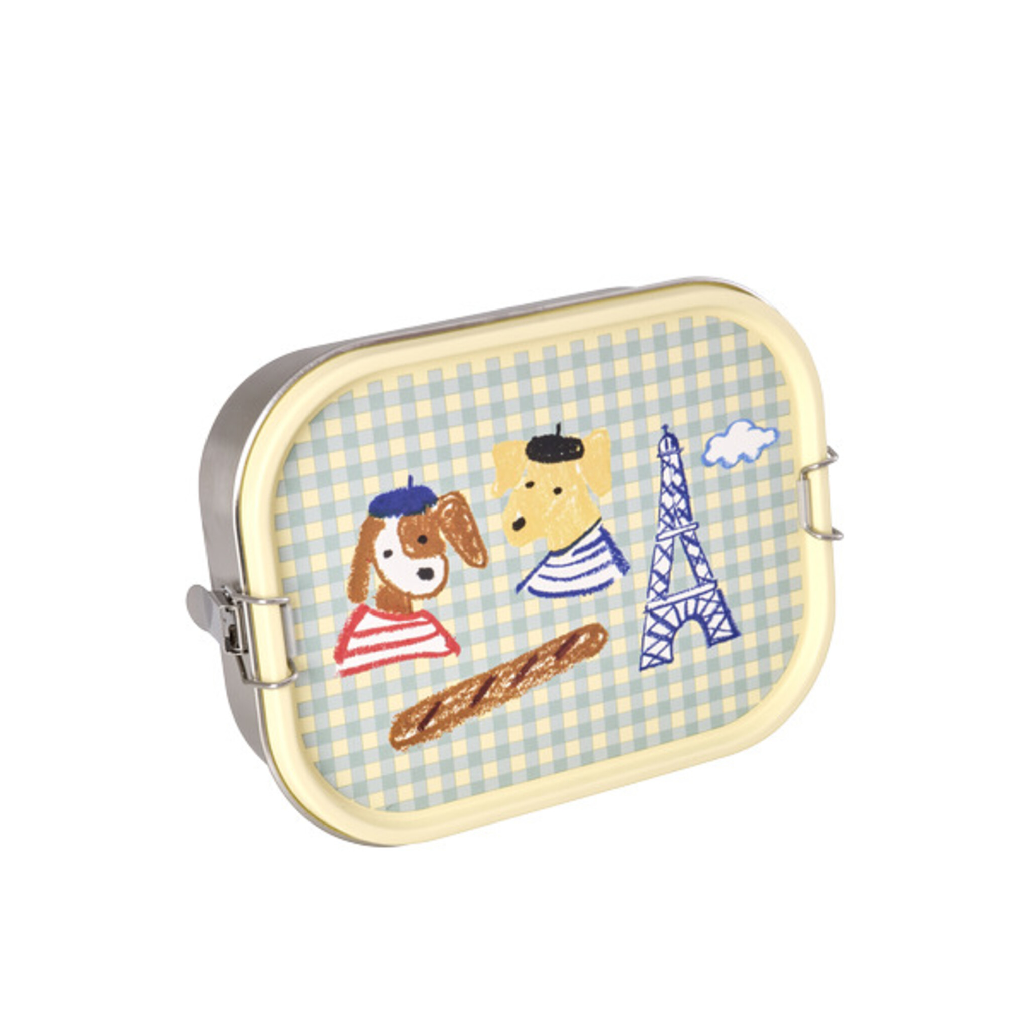 RICE Kinder Brotdose aus Edelstahl Kids in Paris, blau 