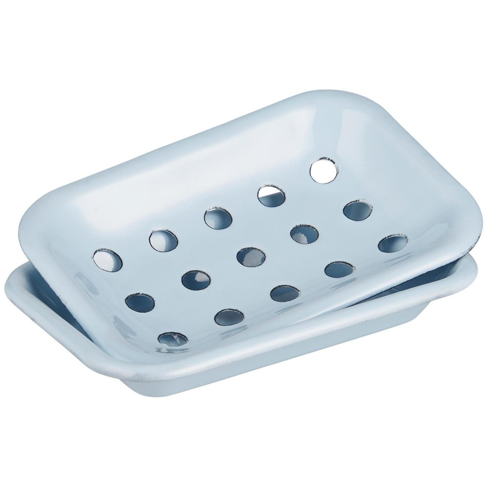 Seifenschale in 2 Teilen Emaille, hellblau 