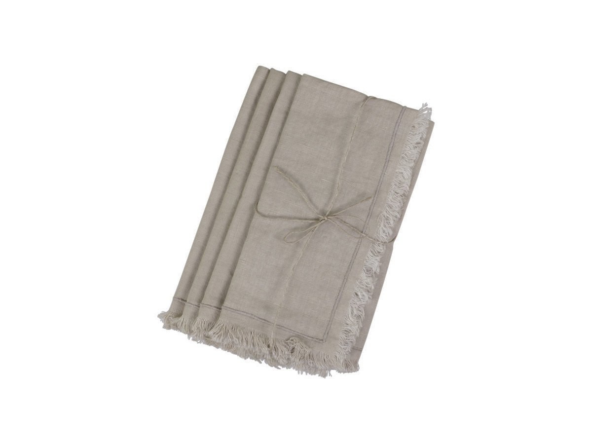Serviette mit Fransen im 4er Set, braun 