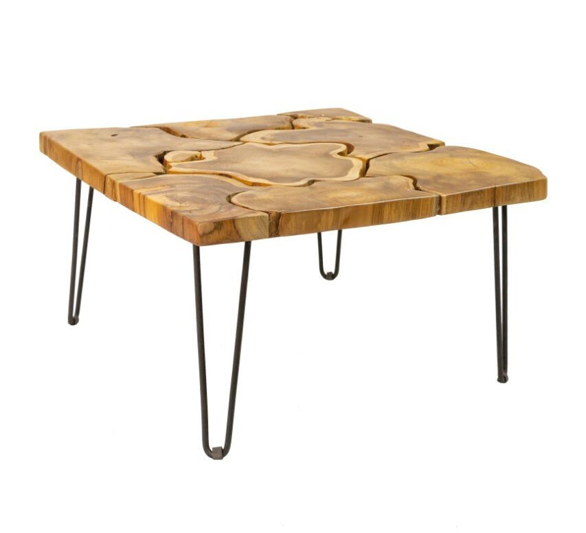 Quadratischer Couchtisch aus recyceltem Holz, natur 