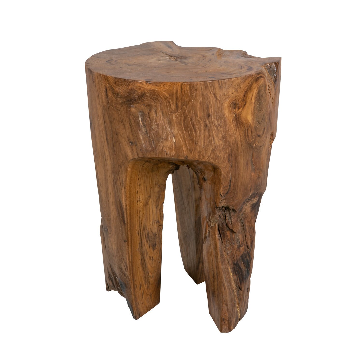 Unikat Drei Fuß Hocker Root Teakholz, natur 