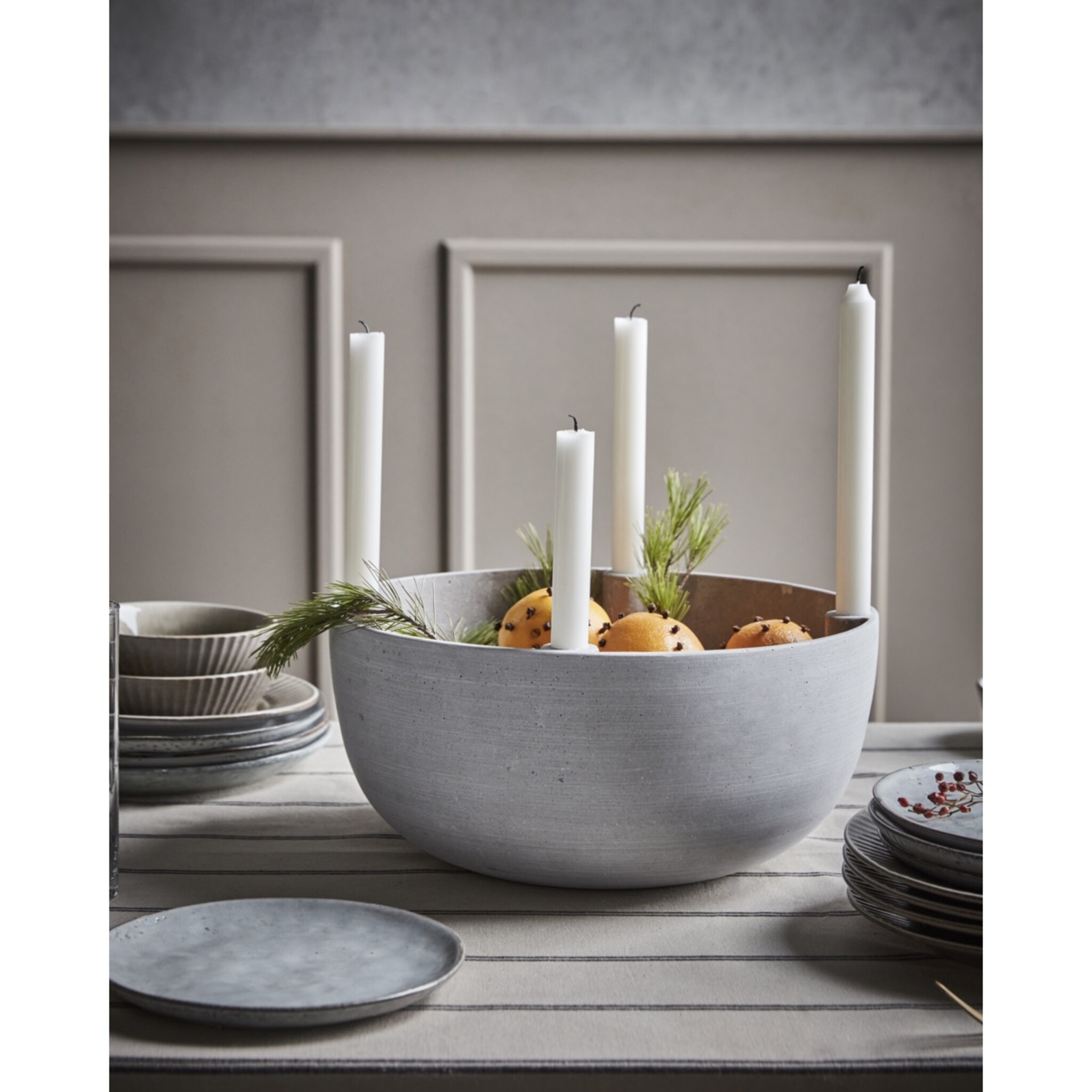 Kerzenständer Marb, Schüsselform, grau 