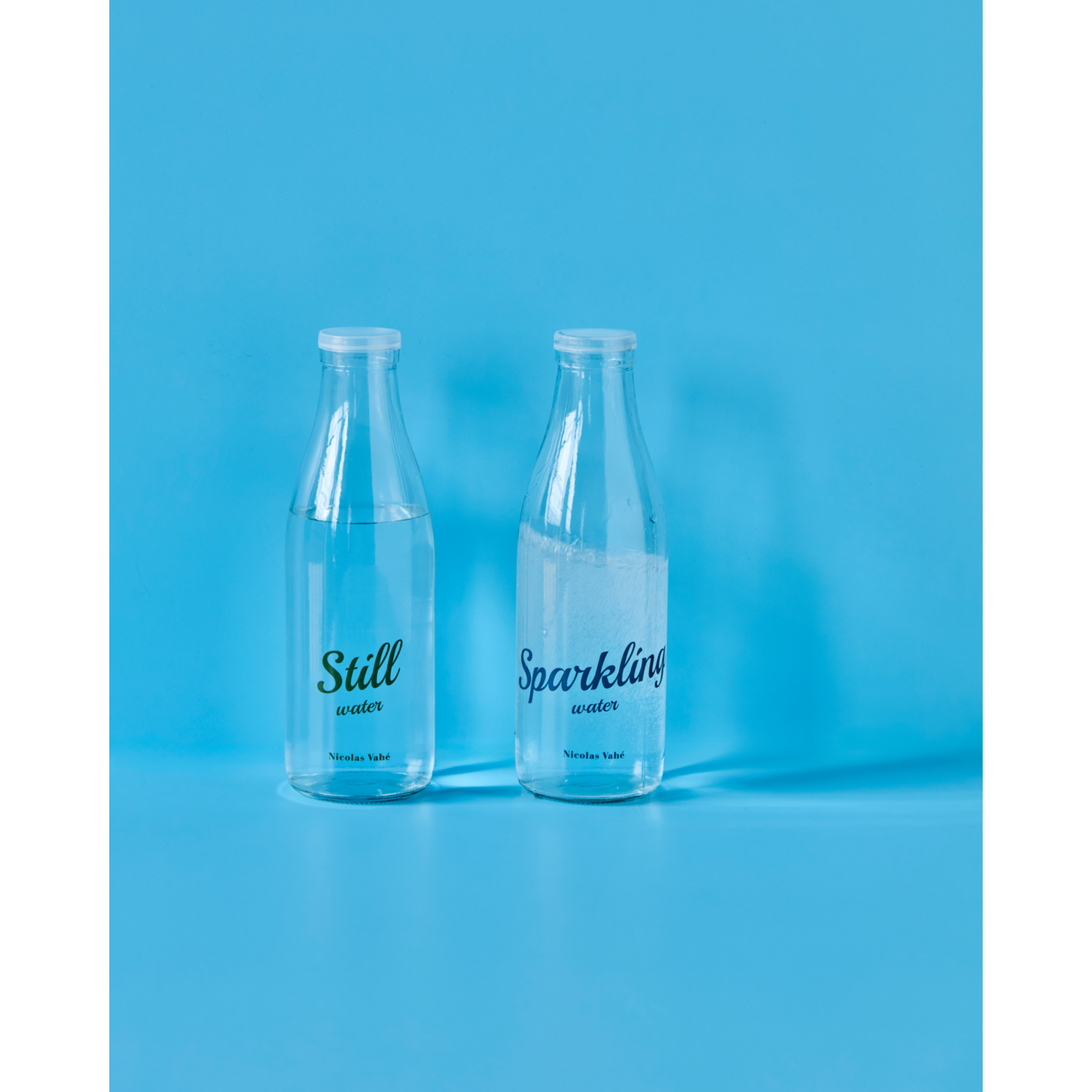 Wasserflaschen mit Deckel, 2er Set, klar 