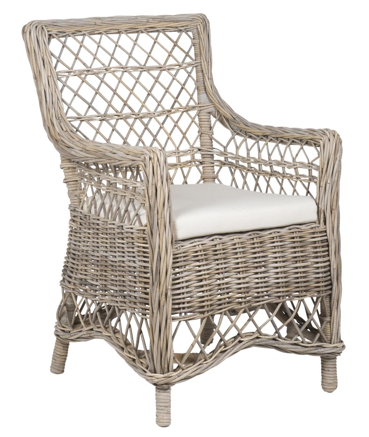 Stuhl aus Rattan mit Kissen, natur 