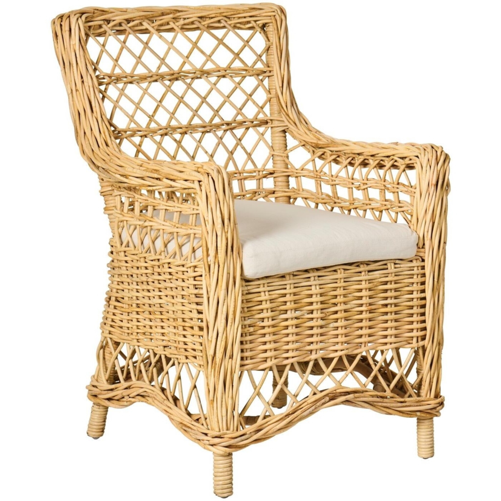 Stuhl aus Rattan mit Kissen, natur 