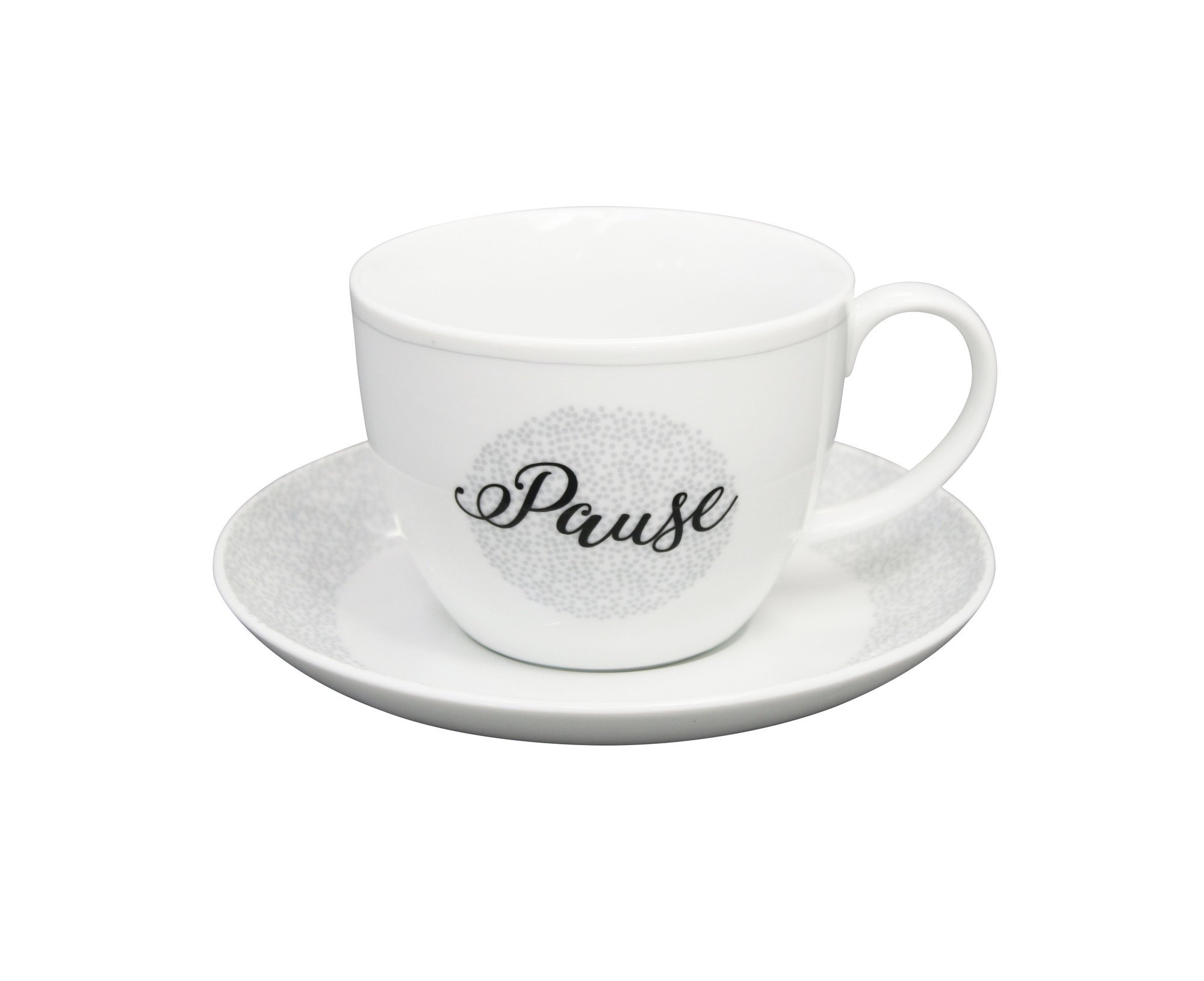 Tasse mit Untertasse Stardust Pause, weiss 