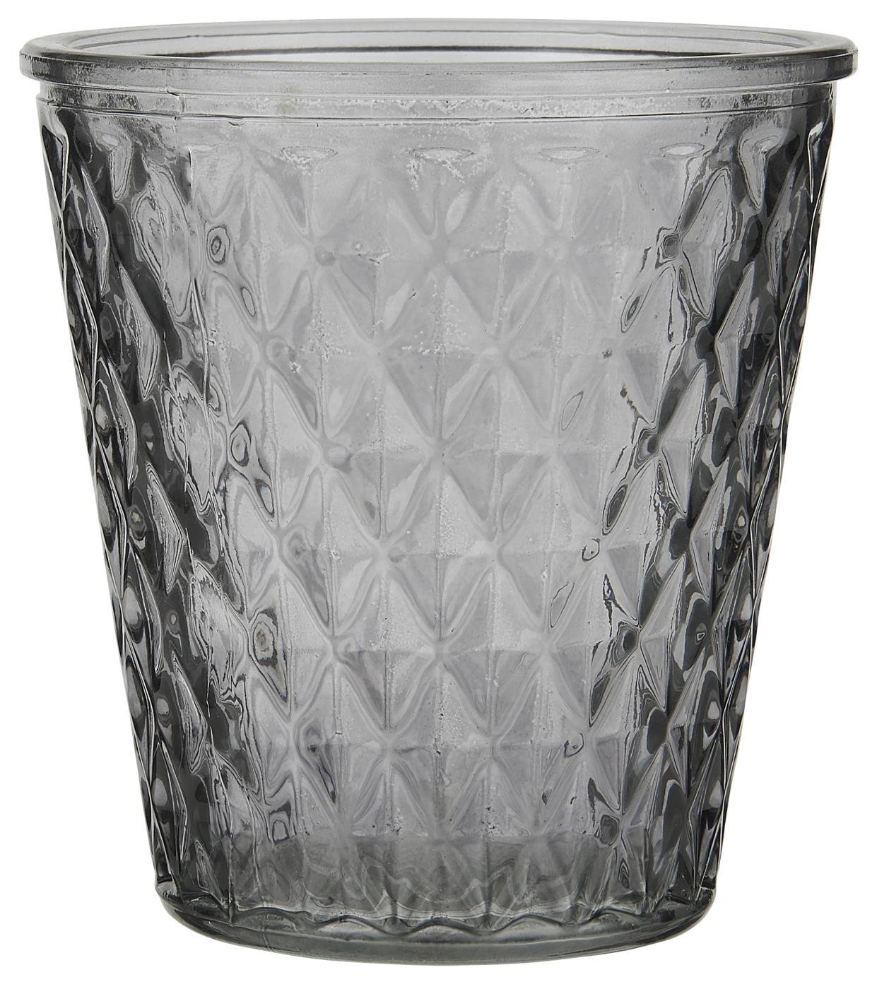 Teelichthalter Karomuster farbig, grau 