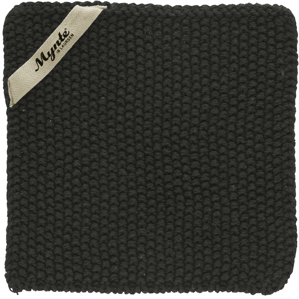 Topflappen Mynte gestrickt, pure black 