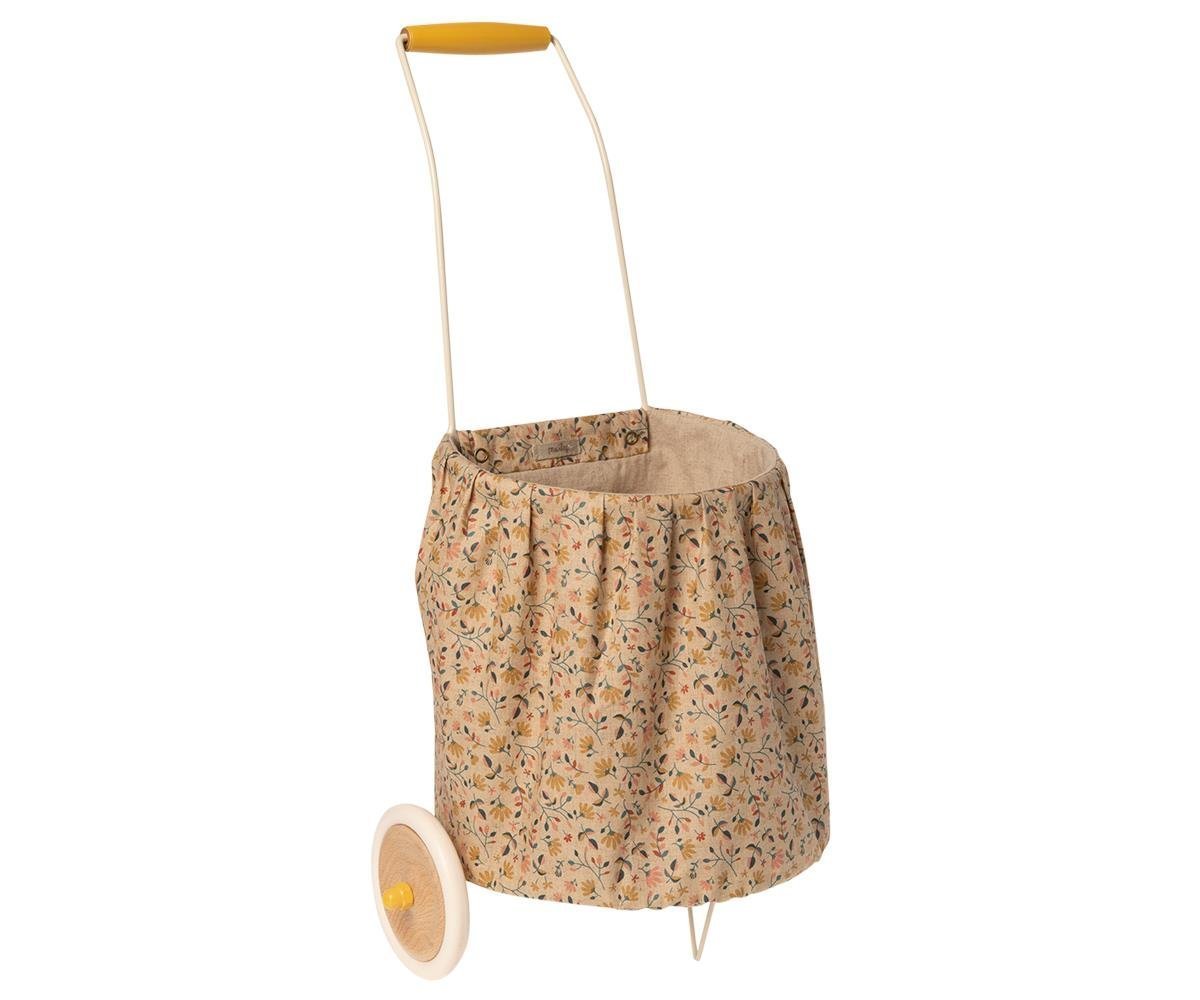 Trolley mit Blumenmuster, beige 28 x 20 x 56 cm
