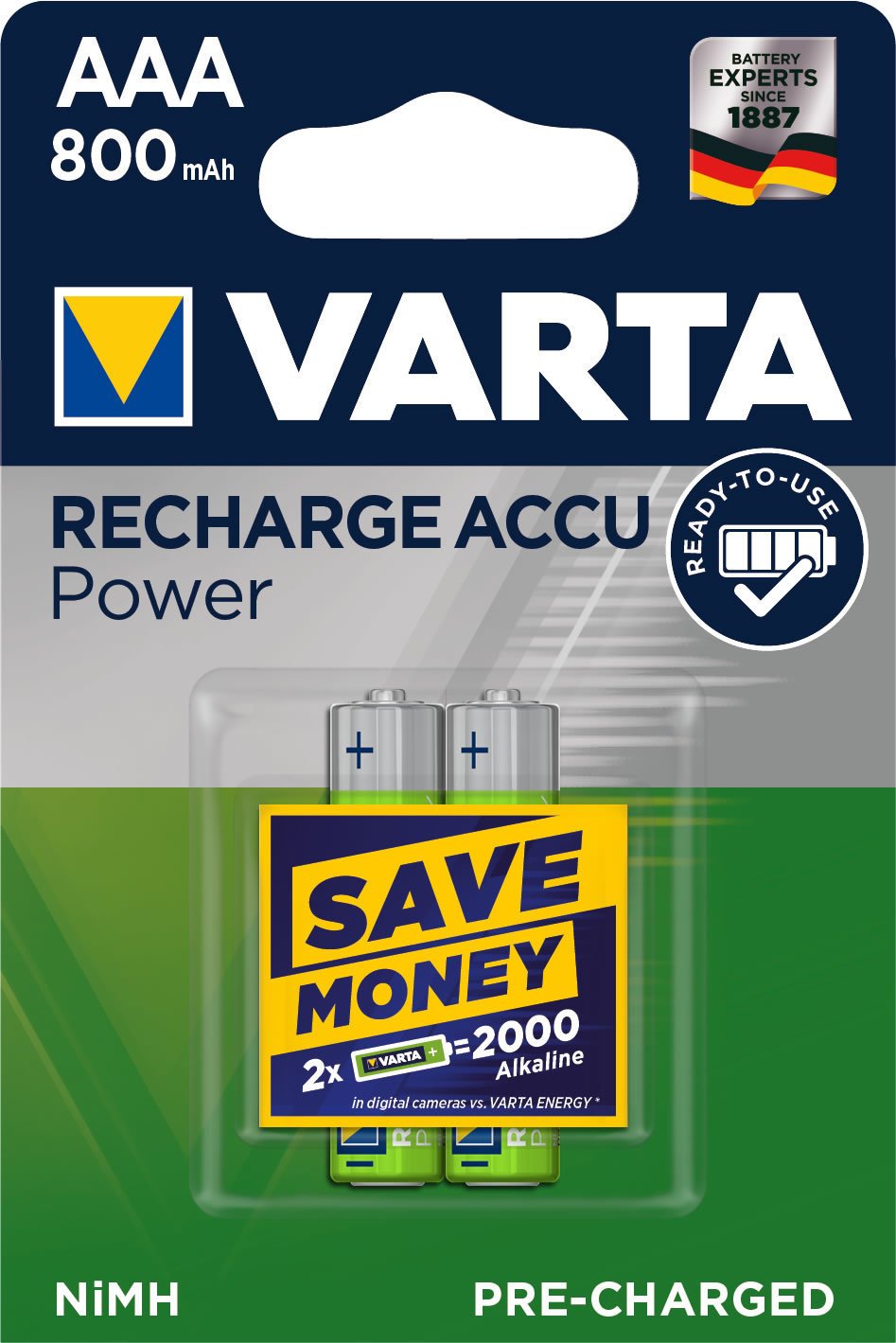 Varta Recharge Akku wiederaufladbare Batterien, grün 