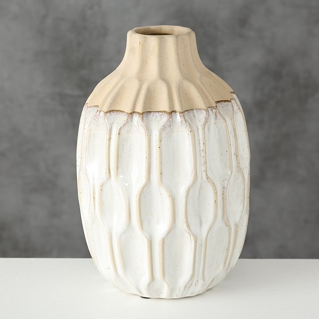 Vase Malia aus Steingut, weiss 25 cm, Ø 15 cm