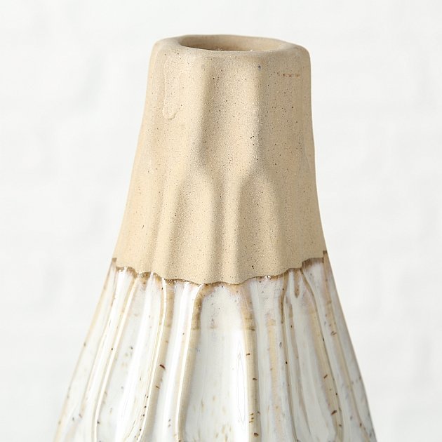 Vase Malia aus Steingut, weiss 25 cm, Ø 10 cm