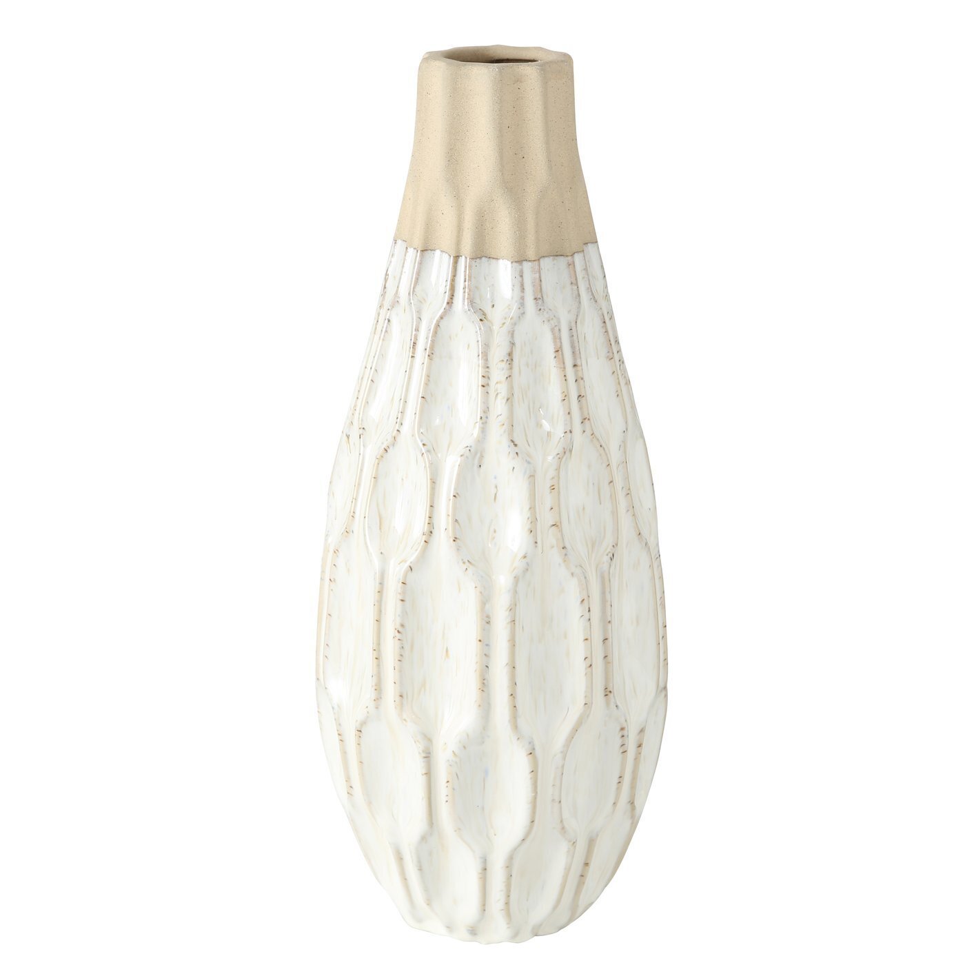 Vase Malia aus Steingut, weiss 35 cm, Ø 13 cm
