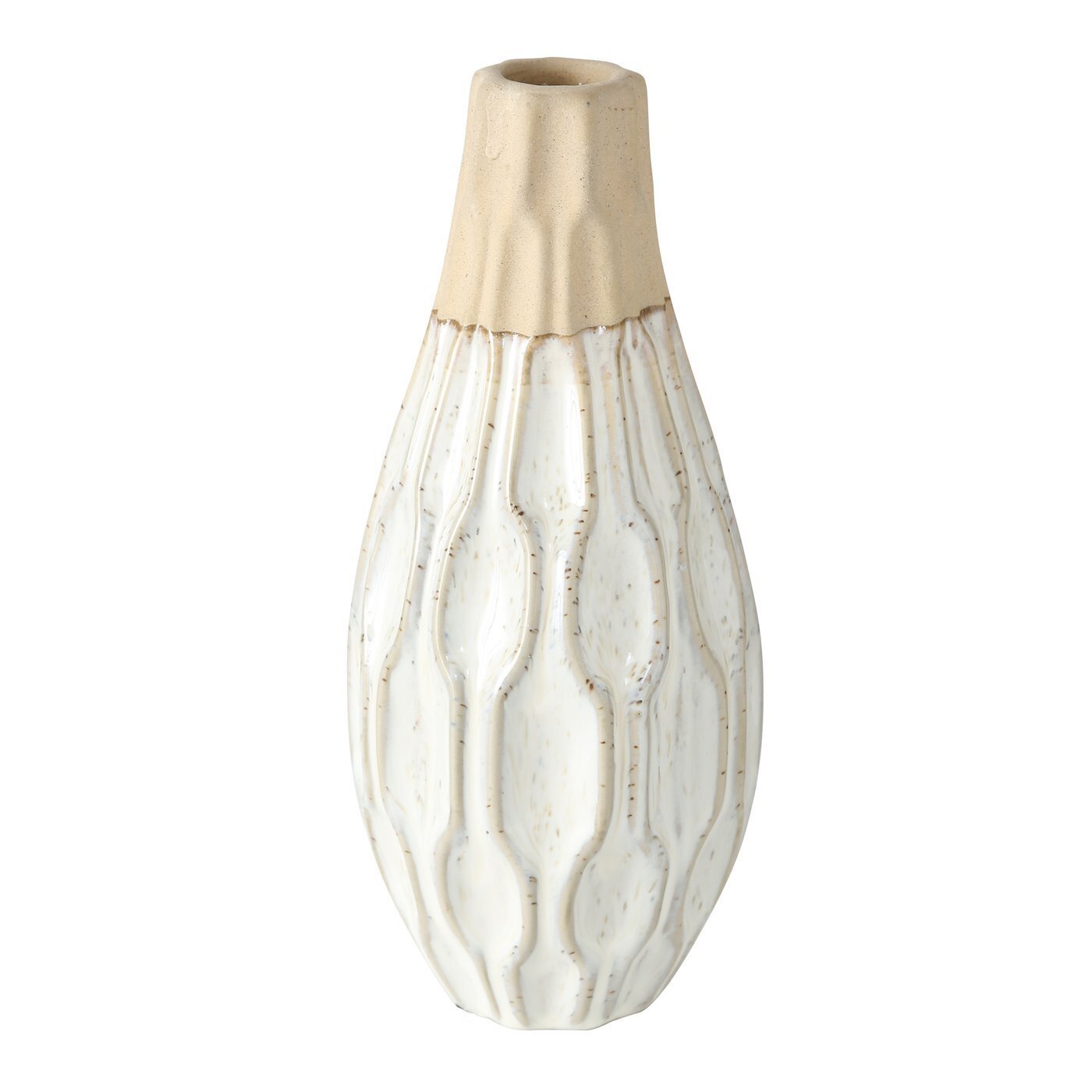 Vase Malia aus Steingut, weiss 25 cm, Ø 10 cm