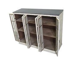 Vitrine mit 6 Türen und schwarzem Top, weiss 