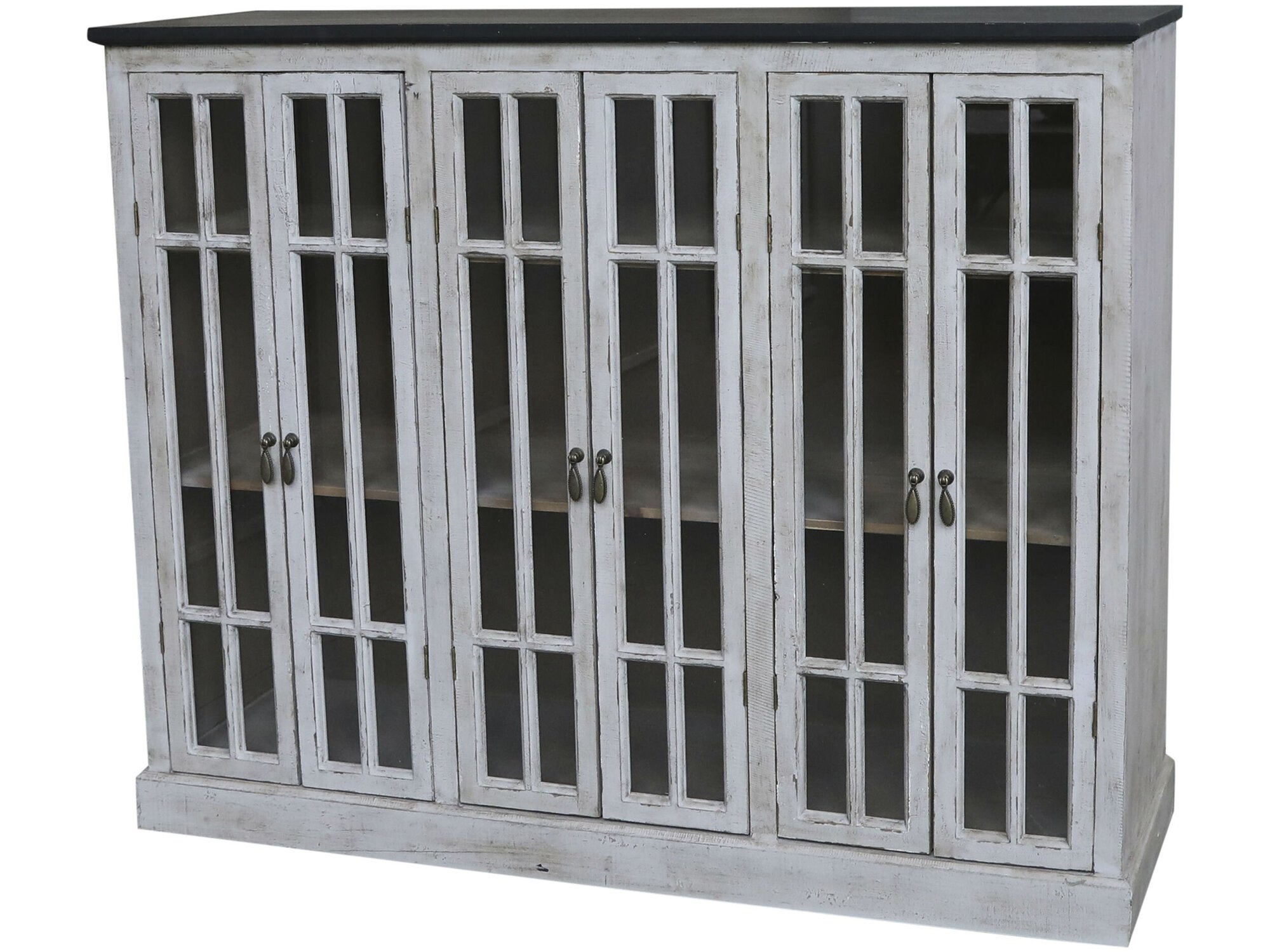 Vitrine mit 6 Türen und schwarzem Top,  