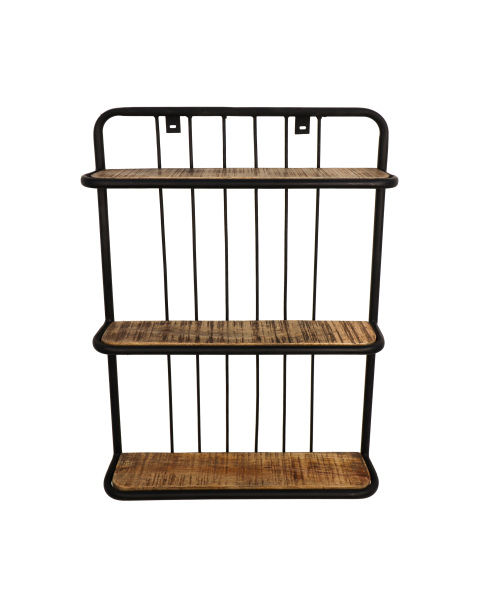 Wandregal Mangoholz/Eisen, natur 50x12x80
