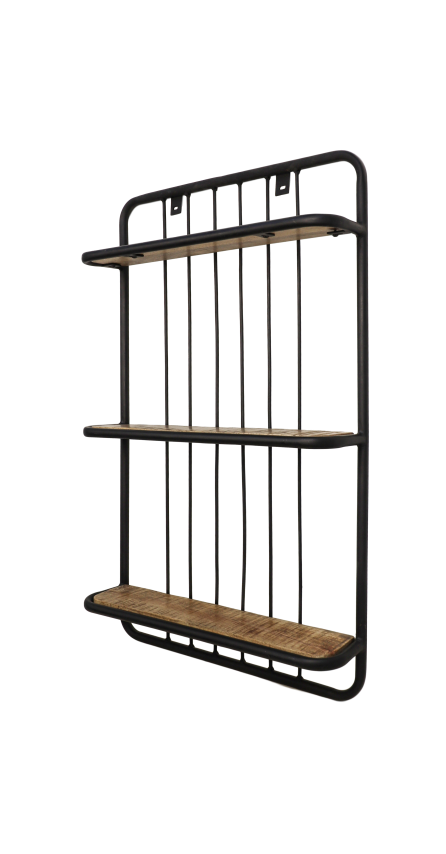 Wandregal Mangoholz/Eisen, natur 50x12x80