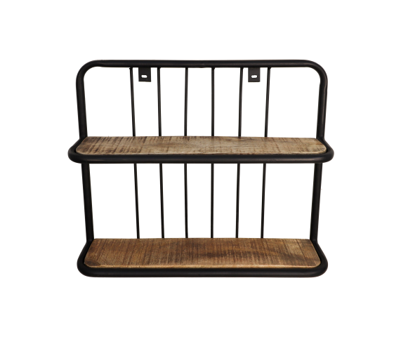 Wandregal Mangoholz/Eisen, natur 50x12x50