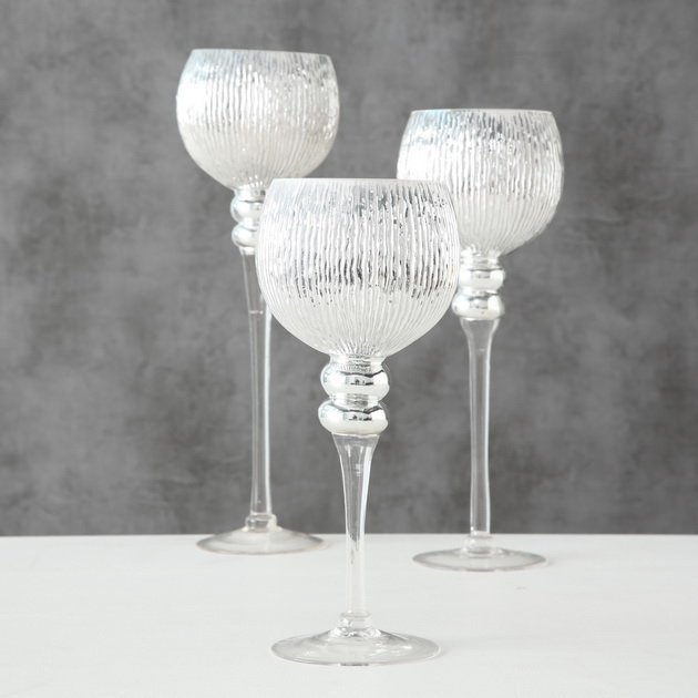 Windlicht Manou 3-teilig, silber 