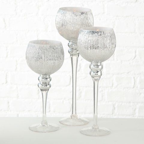 Windlicht Manou 3-teilig, silber 