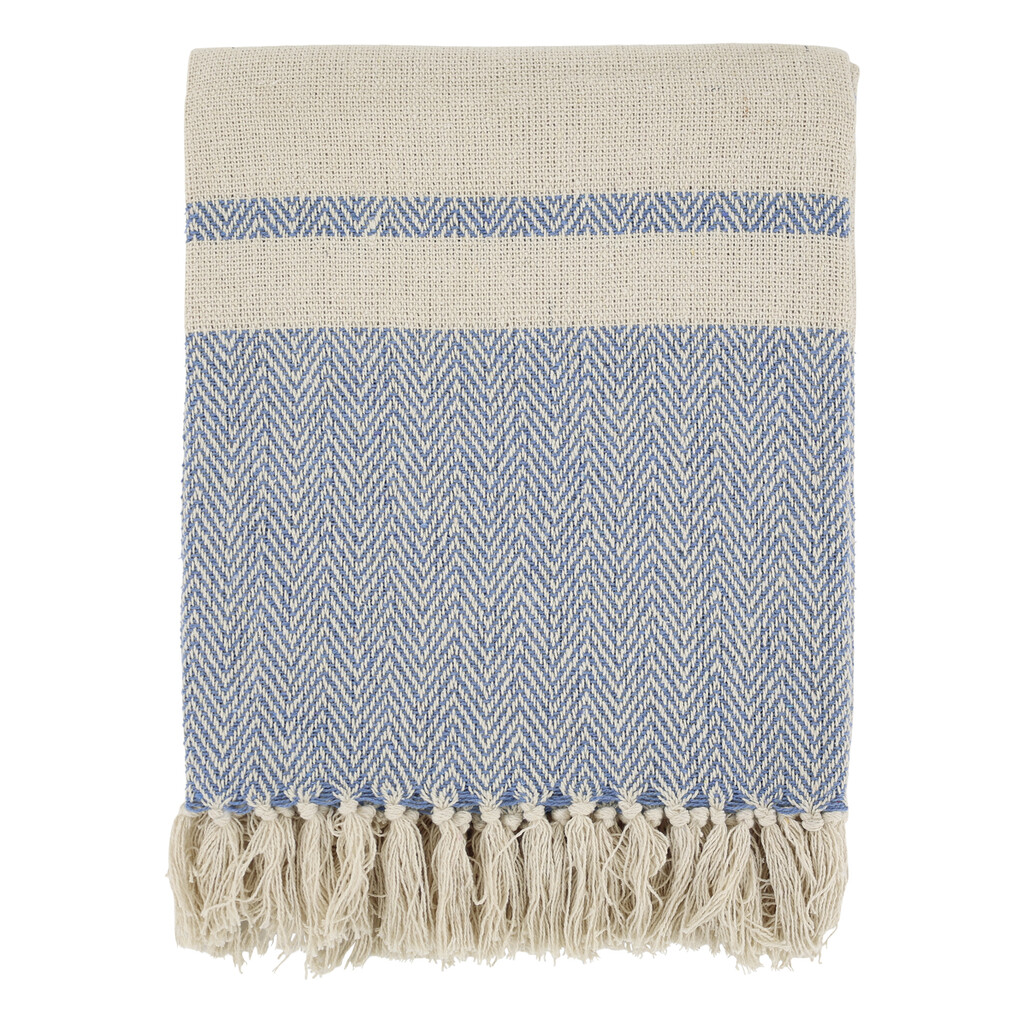 Chic Antique Aix Plaid Garnüberschuss Blau Creme – Skandinavische Gemütlichkeit online kaufen bei SKANDEKO