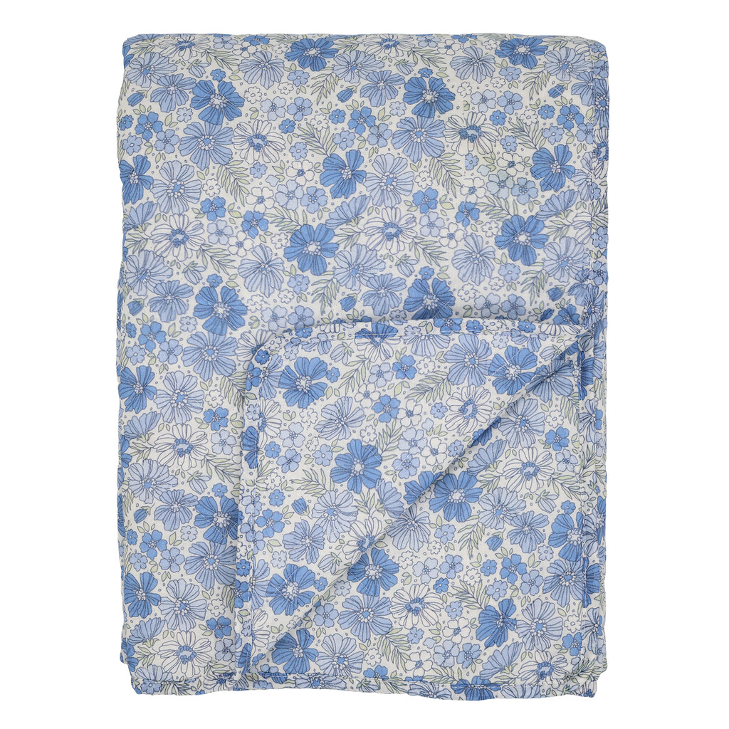 Chic Antique Aix Quilt mit Blumenmuster, blau online kaufen bei SKANDEKO