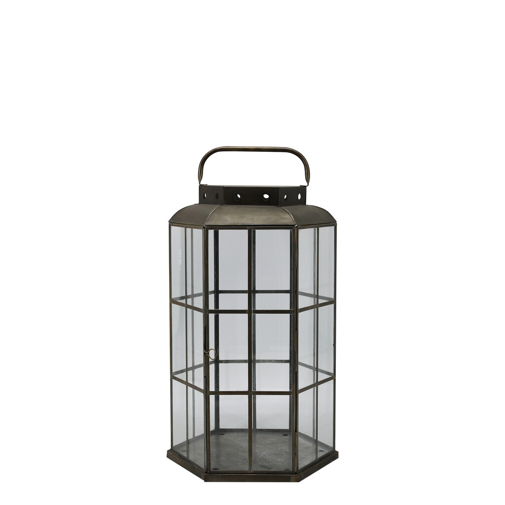 Chic Antique Laterne 6-eckig Antik Messing online kaufen bei SKANDEKO