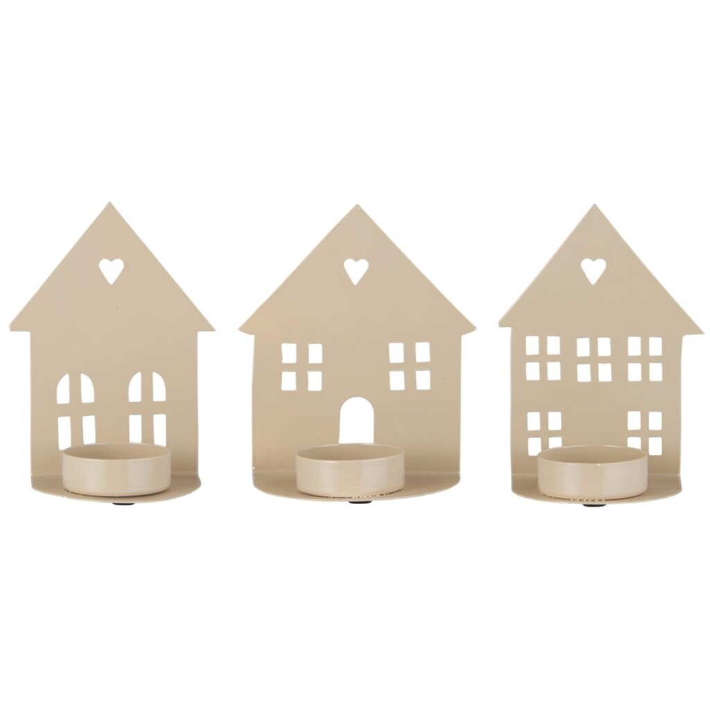 Kerzenhalter für Teelicht Hausfassade 3er Set