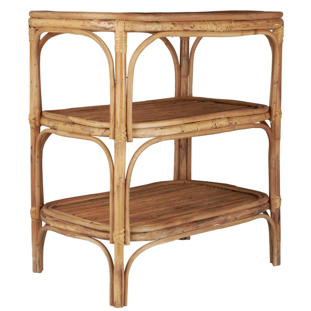 Beistelltisch mit 2 Ablagen Rattan Cane