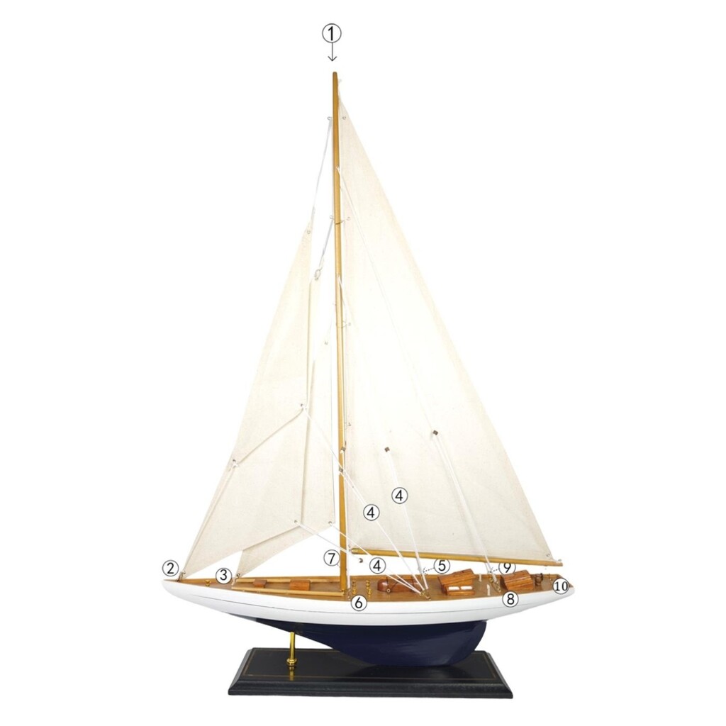 Deko Segelschiff mit leinenfarbigen Segeln