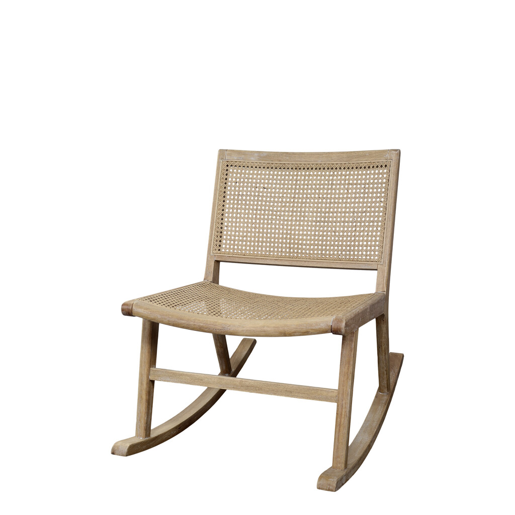 Chic Antique Brocante Schaukelstuhl aus Rattan & Gummibaum online kaufen bei SKANDEKO