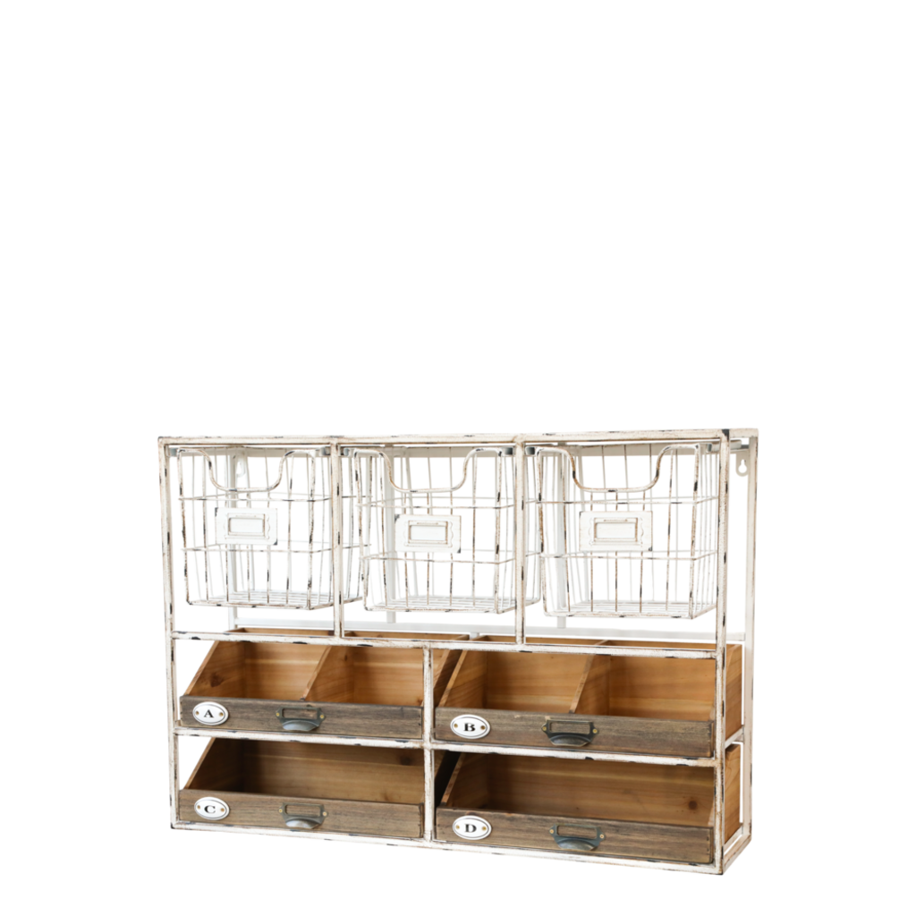 Chic Antique Wandregal mit Schubladen