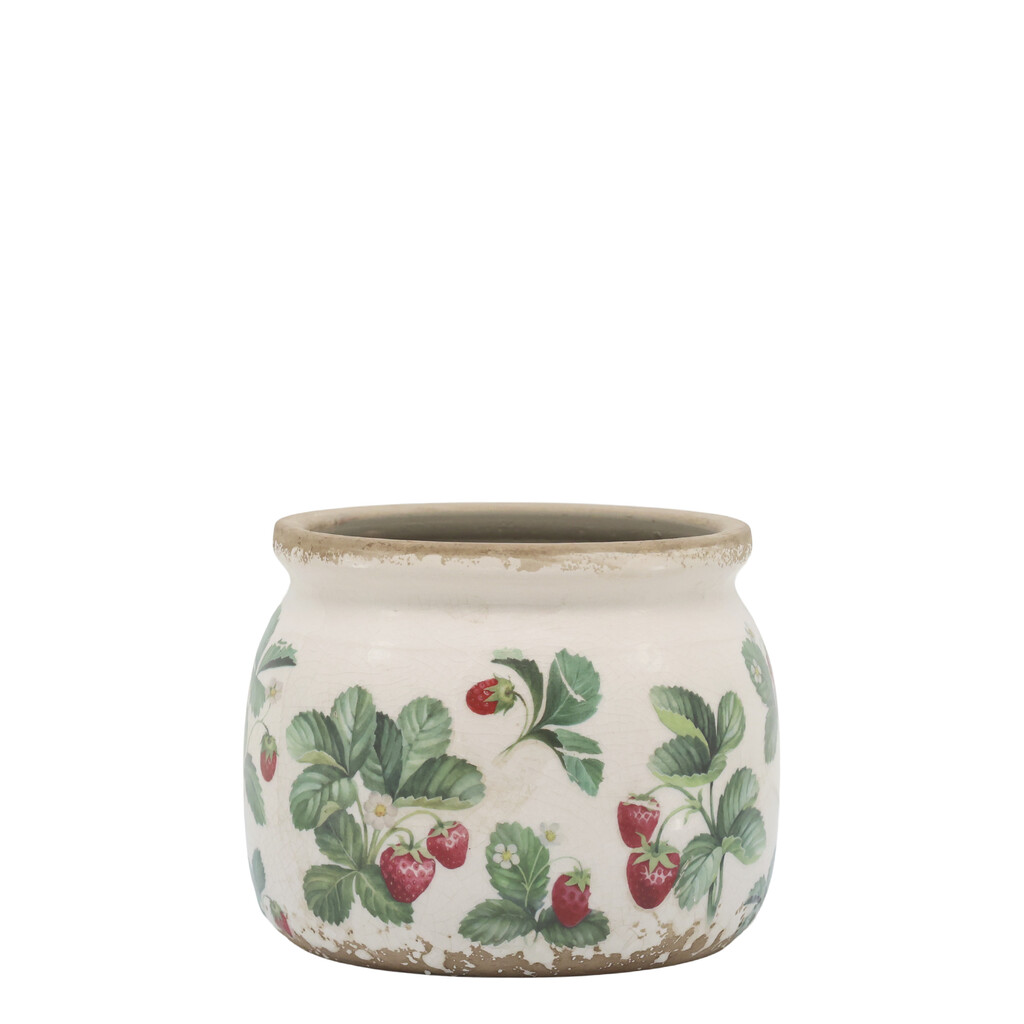 Chic Antique Übertopf Fraises – Keramik-Blumentopf mit Erdbeermuster online kaufen bei SKANDEKO