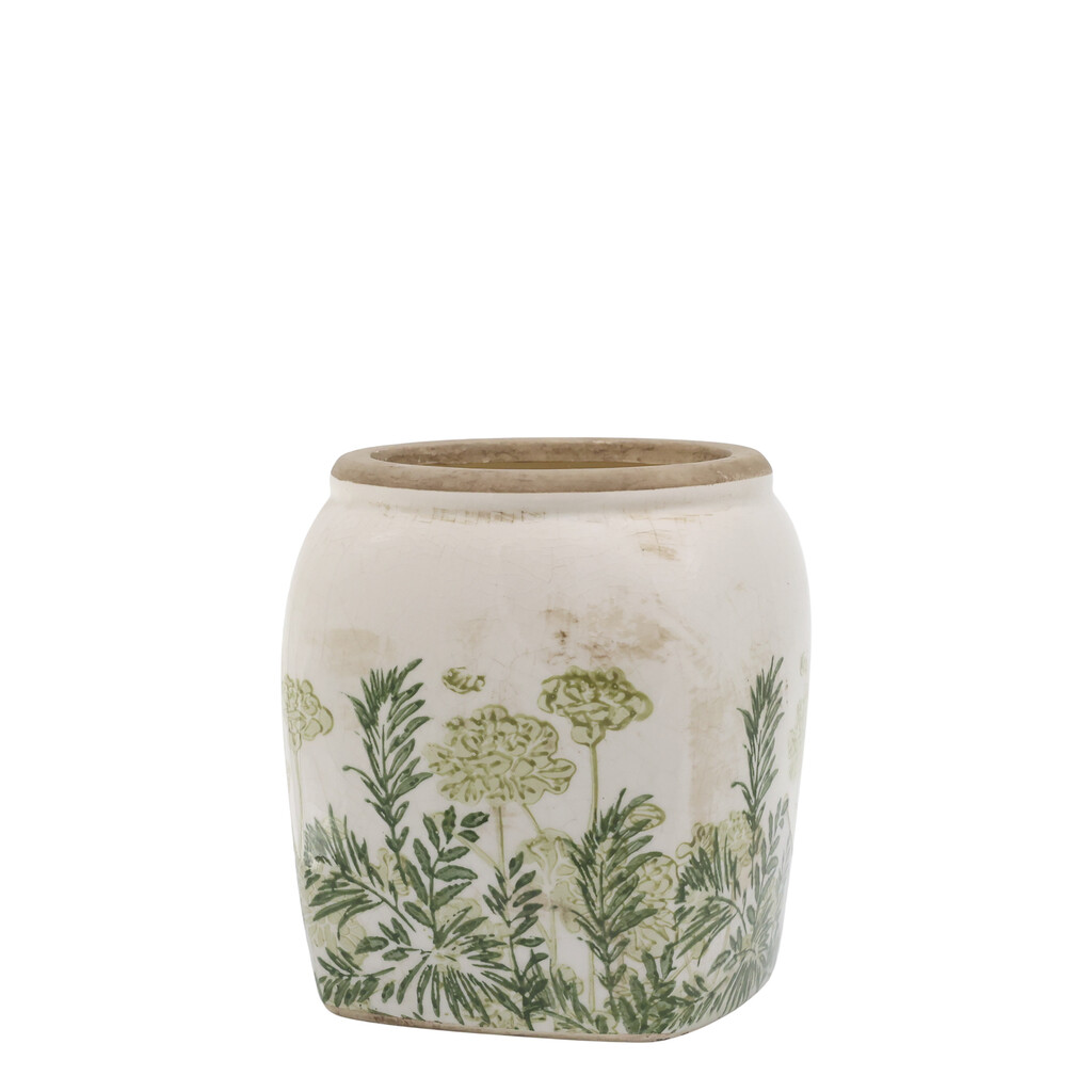 Chic Antique Laval Übertopf mit Blumendruck | Keramik im Landhausstil online kaufen bei SKANDEKO