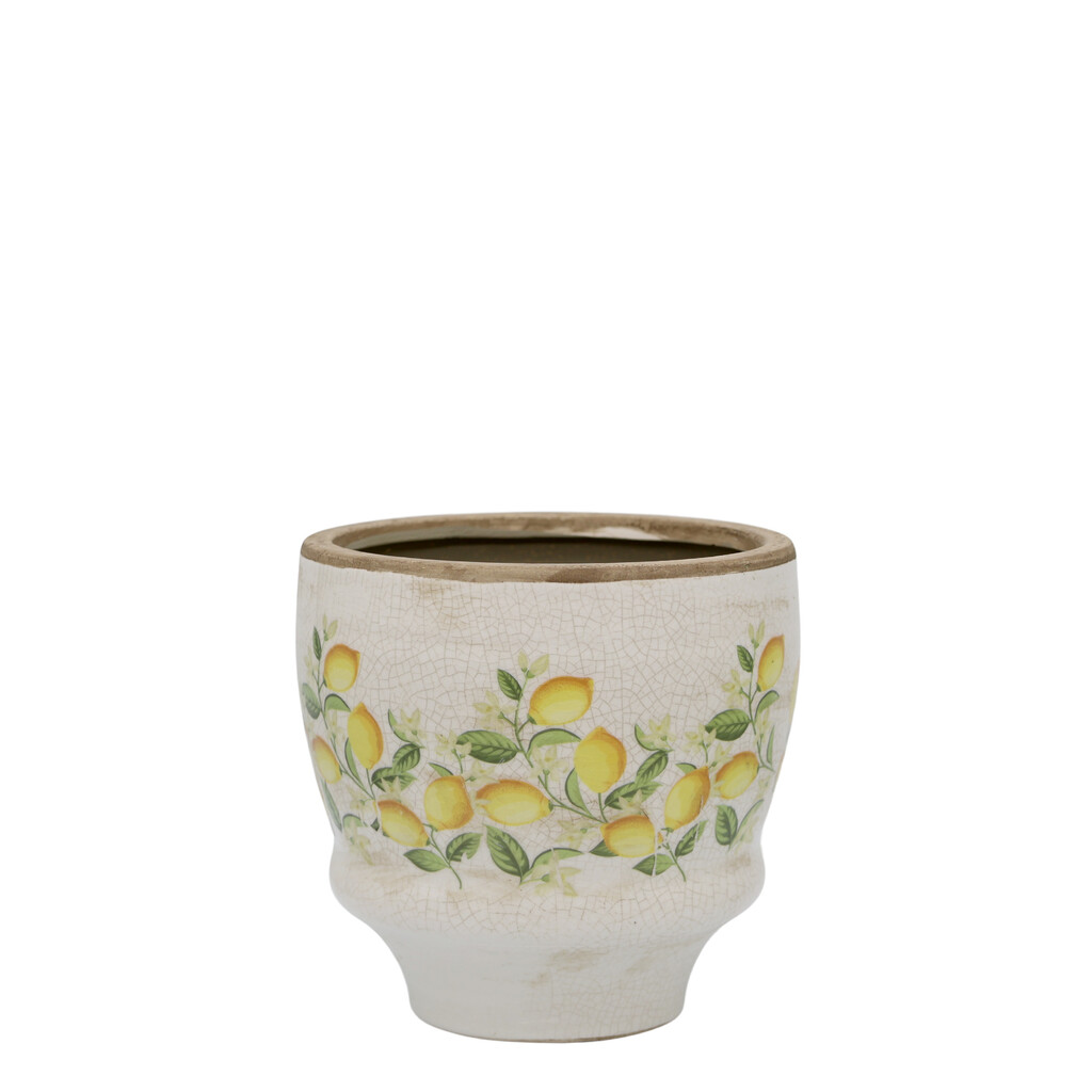 Chic Antique Übertopf Limone Blossom – Vintage Keramik mit Zitronen & Blumen online kaufen bei SKANDEKO