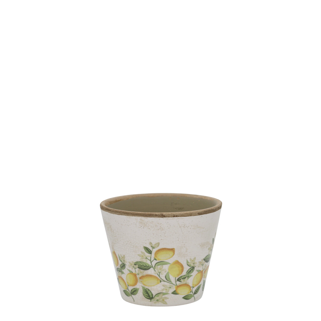 Chic Antique Übertopf Limone Blossom – Vintage Keramik mit Zitronenmotiv online kaufen bei SKANDEKO